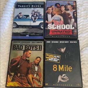 DVD Movie Collection: 8 Mile, Bad Boys II, Old School, Varsity Blues